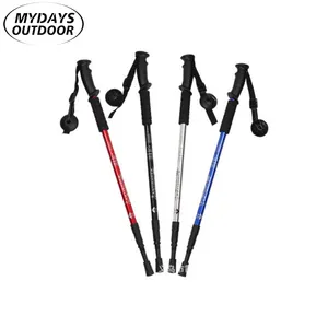 Mydays açık üç bölüm düz kolu katlanır alüminyum alaşım Ultralight kamp yürüyüş için Trekking kutup Sticks