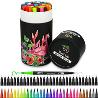Marqueurs d'art 24 30 48 60 100 couleurs, encre à base d'eau, feutres à double pointe pour le dessin