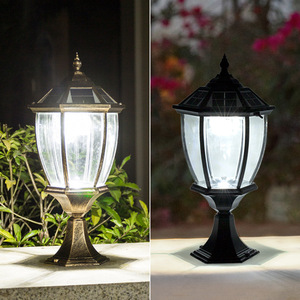 Luz de pilar de puerta impermeable para exteriores de estilo europeo, carril de luz de Pilar Solar, luz de Pilar LED de aluminio de 12 vatios negra - Product Image 3