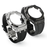 Nouvelle Arrivée Kit de Modification pour G-SHOCK GA-2100 GA-2110 GA-B2100, Pièces de Rechange Boîtier en Métal Gaufré et Bracelet en Caoutchouc pour Montre G