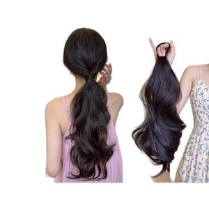 Perruque queue de cheval basse avec boucles sirène, style à nouer, cheveux naturels et volumineux, fibre haute température, look jeune et charmant - Product Image 2