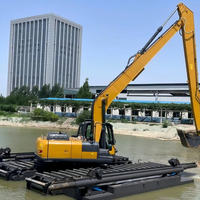 Ekskavator Amfibi RAYLANDER 45.8 KN Kekuatan Penggalian Bucket Motor untuk Pengerukan Sungai Dalam Negeri Skala Besar dan Pengolahan Talang