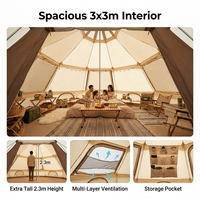 Tenda Camping Piramida Tiga Musim Ukuran Besar Berkualitas Tinggi Tahan Angin Tahan Hujan Lapisan Tunggal 2000-3000mm Anti Air Tebal 210D