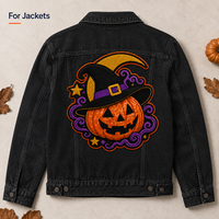 Écusson brodé personnalisé à sequins motif chapeau de citrouille d'Halloween pour vestes, sacs fourre-tout, kits d'artisanat, fournisseur de cadeaux saisonniers