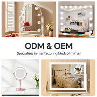 Grand miroir de maquillage carré à LED avec 3 modes d'éclairage réglables et fonction grossissante, miroir de coiffeuse avec éclairage intégré