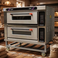 Four à pâtisserie électrique à 2 niveaux avec commande par bouton facile à utiliser, pour la cuisson de biscuits, de pain, de poisson, destiné à l'industrie de la restauration