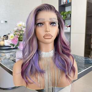 Perruque Lace Front Transparente de Haute Qualité, Cheveux Naturels Ondulés Bouclés, 16 Pouces, Couleurs Arc-en-ciel, avec Baby Hair pour Femmes - Product Image 1