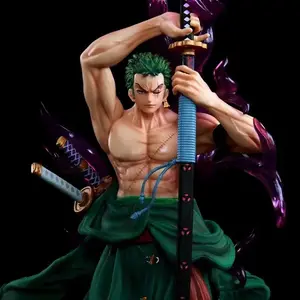 Brinquedos de resina de PVC personalizados de alta qualidade, brinquedo de ação e uma faca com fita de energia haki, figuras de anime Roronoa Zoro, peça única