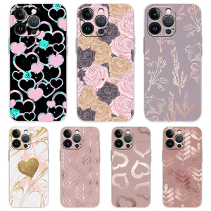 Custodia per telefono di lusso rosa rosa amore cuore per <span class=keywords><strong>iPhone</strong></span> 16 15 14 13 12 <span class=keywords><strong>11</strong></span> 17 Max xx X XR SE 7 8 Plus <span class=keywords><strong>Cover</strong></span> morbida in Silicone TPU trasparente - Product Image 1