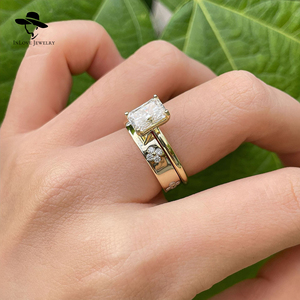 Bague de Mariage GRA Certifiée 1,5 mm VVS1 Moissanite pour Femme en Argent Massif S925 et Plaqué Or 18K Superbe <span class=keywords><strong>Design</strong></span> Empilé - Product Image 1