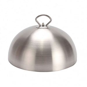 Restaurant Eco-Friendly Burger Steak Cloche Serving Dish Dome Round Grill Basting Cover Stainless Steel <b>Steamer</b> Food - Product Image 3