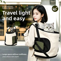 Sac à dos de transport élégant et respirant pour animaux de compagnie, grande capacité, en nylon imperméable, réglable, pour chats et petits chiens (portage frontal)