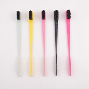 Venta al por mayor de fábrica de plástico antiestático 2 en 1 Cepillo de control de bordes colores personalizados peine de cejas de doble cabeza cepillo de borde de nailon - Product Image 6