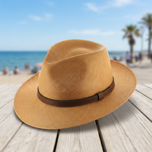 BS International NART760 Natural Finished Genuine Leather European Fashion Cowboy <b>Hat</b> Unisex Durable Casual Beach Travel Four - Product Image 1
