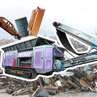 Déchiqueteuse mobile sur chenilles pour ferraille industrielle, voitures, acier, carrosseries de voitures, coques de voitures ELV, fûts en acier