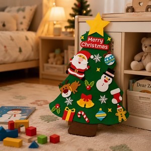 <span class=keywords><strong>Albero</strong></span> di <span class=keywords><strong>Natale</strong></span> in Feltro da <span class=keywords><strong>Parete</strong></span> per Bambini, <span class=keywords><strong>Albero</strong></span> di <span class=keywords><strong>Natale</strong></span> Montessori Fai-da-Te con Ganci e Anelli per Giocattoli dei Più Piccoli - Product Image 1