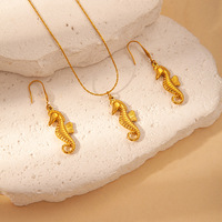 Nouveau design Collier chaîne à maillons en acier inoxydable plaqué or 18 carats pour femme, avec pendentif dauphin, coquillage et pieuvre, thème Océan d'été