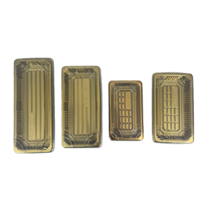 Bandeja Rectangular Pequeña para Alimentos, Pasteles, Galletas, Contenedor Desechable de Plástico PET Dorado con Tapa para Múltiples Usos, Venta al Por Mayor - Product Image 1
