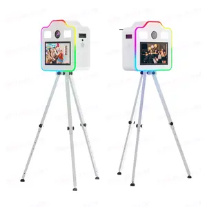 Cabine fotográfica instantânea com tela sensível ao toque de 15,6 polegadas, cabine fotográfica com luzes de preenchimento LED RGB para festas, aluguel