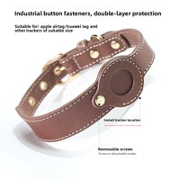 Personalisiertes Luxus-Hunde- und Katzenhalsband aus Kuhleder mit GPS-Tracking, Anti-Verlust-Funktion für Airtag, Verstellbare Schnalle, Langlebig und Komfortabel