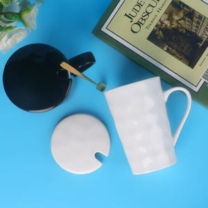 Simple Ceramic <b>Mug</b> <b>Set</b> With Lid And Spoon White And Black Three Piece For <b>Coffee</b> Gift Home Use - Product Image 1
