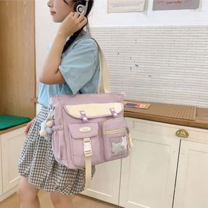 LILA High Quality <b>Large</b> Capacity Purple Multi-pocket Cute Tote Bag with Custom Logo for College Students and Daily Commutes - Product Image 5