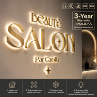 Enseigne de salon moderne rétroéclairée, enseigne de devanture 3D LED, enseigne lumineuse pour salon de beauté, logo mural pour spa et salon de coiffure