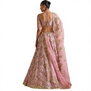 Heera Creation Lehenga Choli pour femme, rose, taille 2XL, 1500g, avec broderies multi-fils, magnifique tenue de soirée et de mariage spéciale - Product Image 1