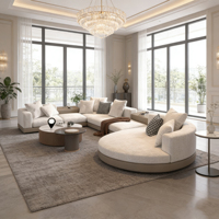 Canapé modulaire en U haut de gamme avec chaise longue ronde, ensemble de meubles de salon de luxe avec table basse pour un design d'intérieur moderne