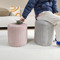 Bailey personnalisé moderne salon rond velours pied tabouret chaise de rangement pouf intérieur maison or métal poufs tabourets