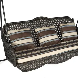 Kursi ayunan sandaran punggung 3 kursi, kursi gantung teras dengan pemegang cangkir dan bantal Gazebo taman luar ruangan