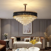 Lustre led suspendu k9 en cristal doré, design moderne de luxe, idéal pour un salon, un hôtel, une villa, un plafond rond