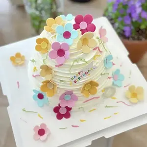 カラフルな花の誕生日ケーキ装飾付きの小さな赤い本子供の日の誕生日パーティーの装飾卸売