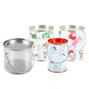 Round Clear PVC Bucket Clear Containers Clear Paint Tin Can Clear Plastic Metal Can Packaging