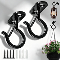 Crochets de plafond robustes en fer noir, supports de suspension à visser pour utilisation intérieure/extérieure, carillons éoliens, décorations de fêtes
