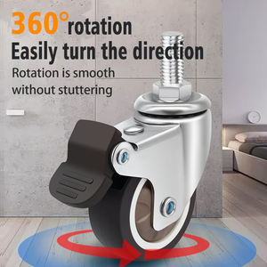 Set mit 4 braunen, leicht belastbaren TPR-Schwenkrollen mit Gewindestange und Bremse - Product Image 5