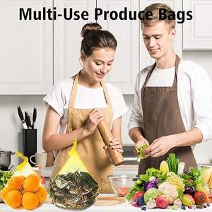 Huamaohengchun 100 pièces Sacs en filet LDPE réutilisables 24'' pour légumes, pommes de terre, oignons et produits de jardin (Jaune) - Product Image 3