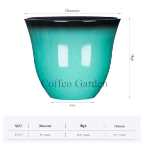 Vaso da fiori in plastica Coffco da 13 pollici con campana vetrata a forma di fioriera di colore personalizzato per piante Bonsai idroponiche in plastica vasi da giardino