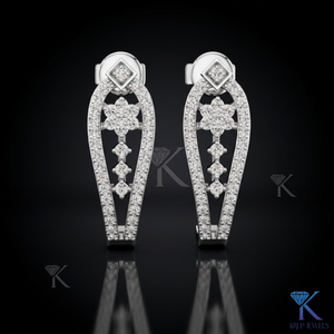 ต่างหูเพชรทรงกลมแบบเปิดครึ่งวงกลม ฝังเพชรแบบปาเว่ ทองคำแท้ 14K/18K  งานฝังเพชรแบบ CVD HPHT เพชรเพาะเลี้ยงในห้องปฏิบัติการ  เครื่องประดับหรูหราสำหรับงานแต่งงานสำหรับผู้หญิง - Product Image 3