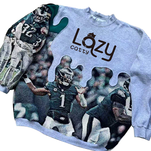 Bajo MOQ Diseño personalizado rápido Equipo de rugby Patchwork Hombres Pullover EE. UU. Sudadera con capucha de gran tamaño Suéter de tapiz - Product Image 5