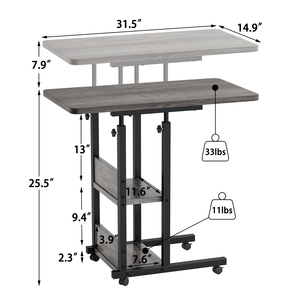 <span class=keywords><strong>Tavolo</strong></span> portatile con sollevamento superiore a 2 livelli con ripiano portaoggetti regolabile in altezza C <span class=keywords><strong>tavolo</strong></span> con <span class=keywords><strong>Design</strong></span> <span class=keywords><strong>salvaspazio</strong></span> - Product Image 6