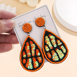 Boucles d'oreilles de sport en perles faites à la main pour les femmes Game Day Baseball Soccer Basketball Football Fashion Drop Boucles d'oreilles - Product Image 6