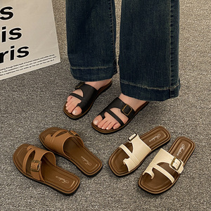 Nền tảng thời trang Hàn Quốc chuyên về dép nữ mềm mại, mùa hè, đi biển, đi dạo ngoài trời, kiểu dáng mới lạ, thiết kế quai ngang, xu hướng thời trang. - Product Image 2