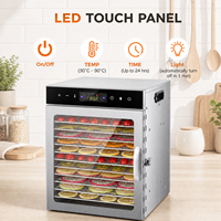 12 Bakjes Industriële Smart Touchscreen Elektrische RVS Voedsel- en Fruitdroogmachine met 18,5 liter capaciteit