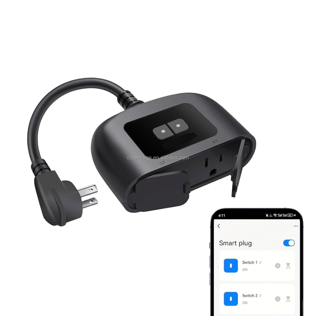 Outdoor Smart Home Wi-Fi Plug with Socket 2 Outlets IP44 Weather Resistant Alexa Google Home Compatible No Hub Required