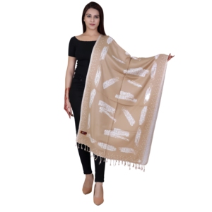 Chal Largo Reversible Casual para Mujer, Diseño Floral con Borlas, Patrón de Camello Blanco, 300g, Poliéster, Impresión Digital, Uso Diario en Invierno - Product Image 1