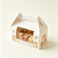 Boîte à gâteau personnalisée pour animaux de compagnie avec poignée et fenêtre, en carton kraft de qualité alimentaire pour anniversaire de chien ou de chat, vente en gros