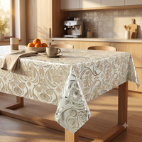 Nappe de table en PVC doré floral de luxe en gros, imperméable, en vinyle plastique, en rouleau, gaufrée, pour salle à manger