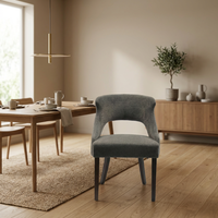 Chaise de salle à manger ergonomique moderne en lin imperméable avec pieds en bois pour la maison, la villa, le bar, l'hôpital et l'atelier