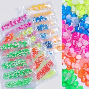 1Fluorescent Luminous Mix Non Hotfix Neon Rhinestone Noctilucent Nail Art Decorations Crystal Beads AB 3D Nail Art Rhinestones